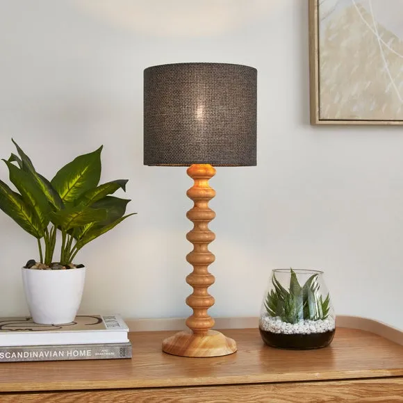 Drum Lamp Shade Easy Fit - Charcoal, Barkweave image