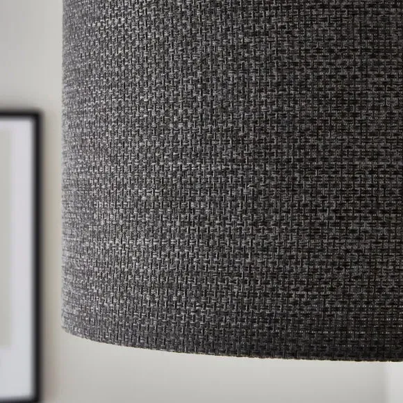Drum Lamp Shade Easy Fit - Charcoal, Barkweave