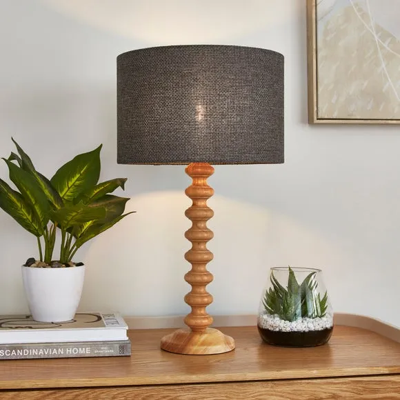 Drum Lamp Shade Easy Fit - Charcoal, Barkweave