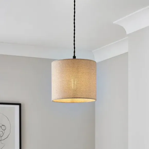 Drum Lamp Shade Easy Fit - Natural, Barkweave