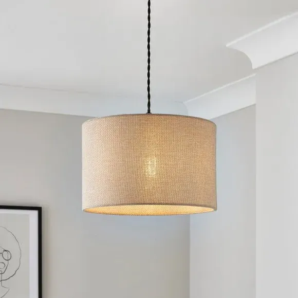 Drum Lamp Shade Easy Fit - Natural, Barkweave