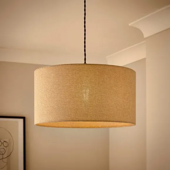 Drum Lamp Shade Easy Fit - Natural, Barkweave