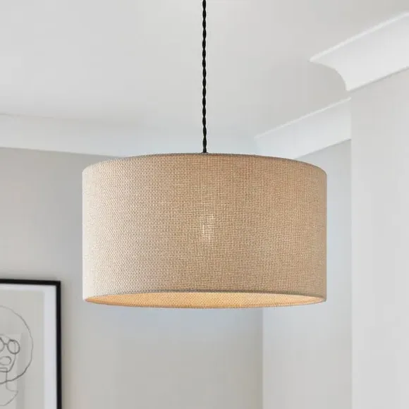 Drum Lamp Shade Easy Fit - Natural, Barkweave