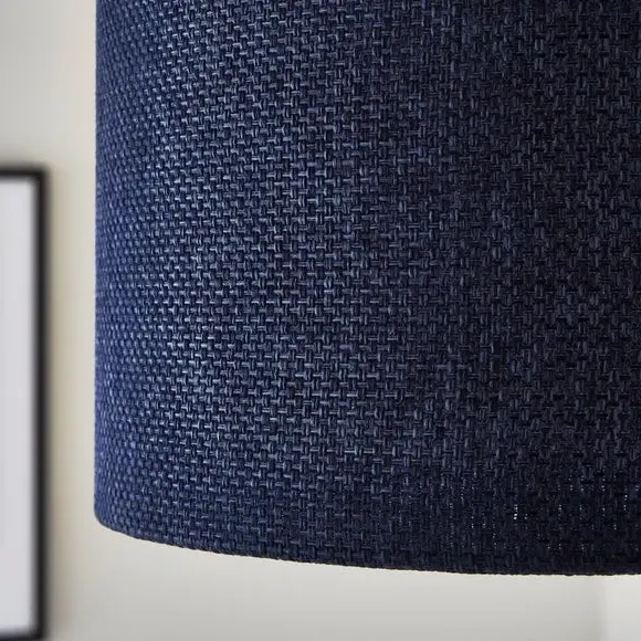Drum Lamp Shade Easy Fit - Navy, Barkweave