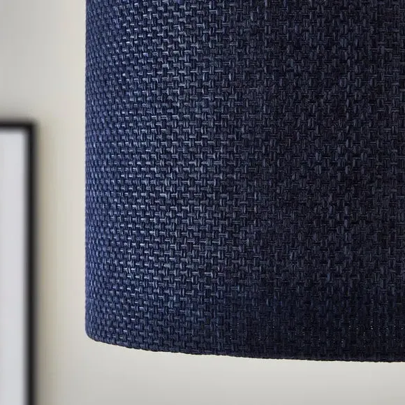 Drum Lamp Shade Easy Fit - Navy, Barkweave