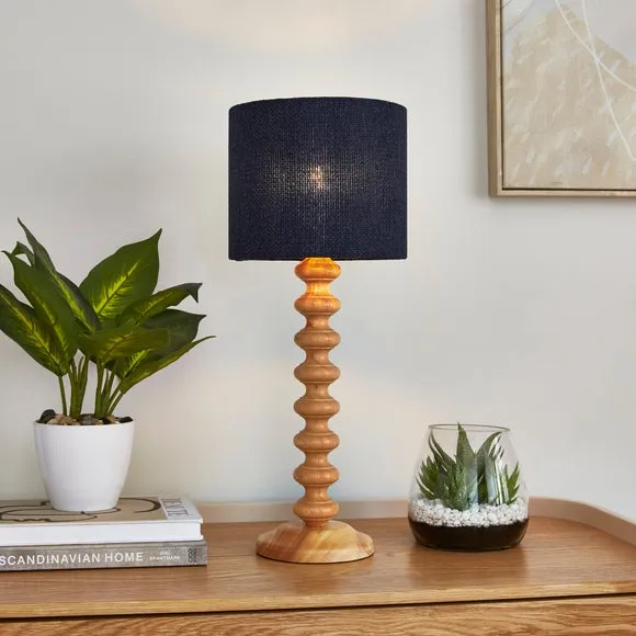 Drum Lamp Shade Easy Fit - Navy, Barkweave