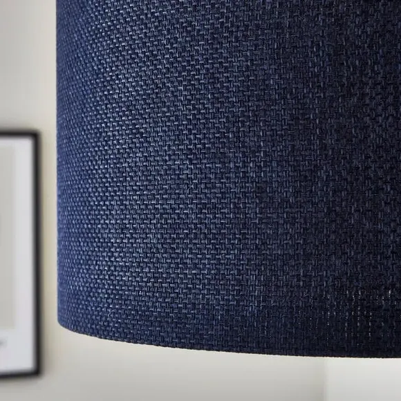 Drum Lamp Shade Easy Fit - Navy, Barkweave