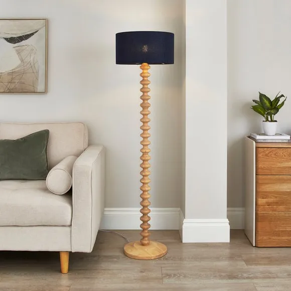 Drum Lamp Shade Easy Fit - Navy, Barkweave