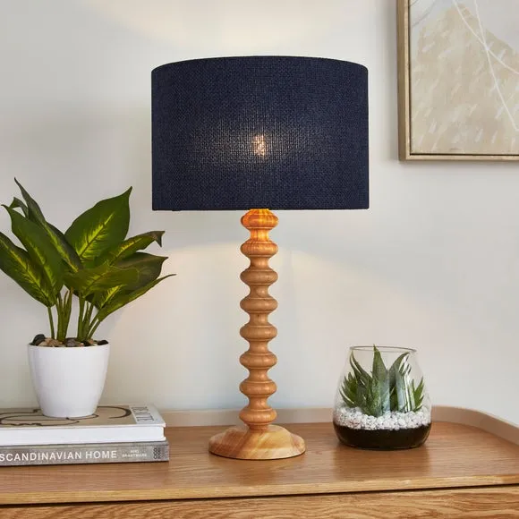 Drum Lamp Shade Easy Fit - Navy, Barkweave