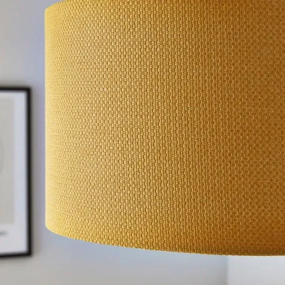 Drum Lamp Shade Easy Fit - Ochre, Barkweave