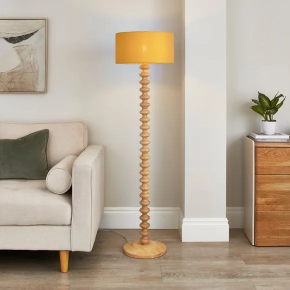 Drum Lamp Shade Easy Fit - Ochre, Barkweave
