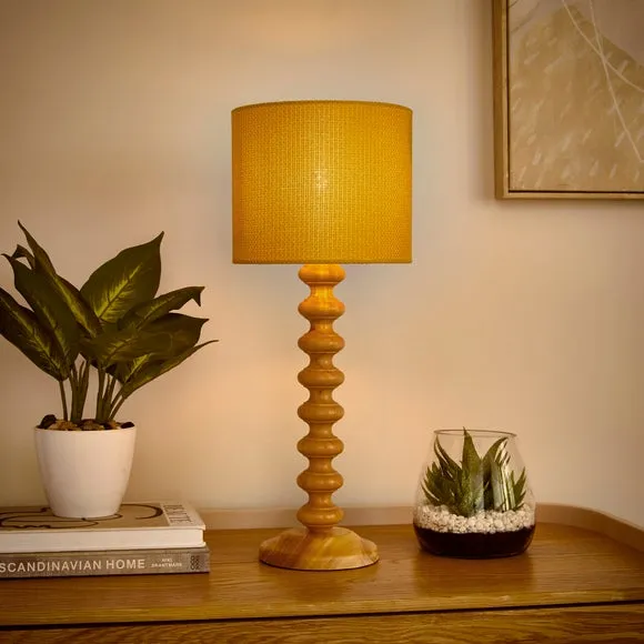 Drum Lamp Shade Easy Fit - Ochre, Barkweave