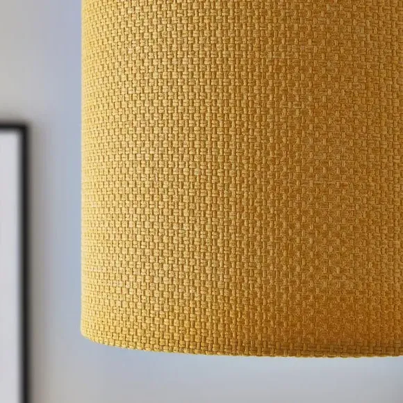 Drum Lamp Shade Easy Fit - Ochre, Barkweave