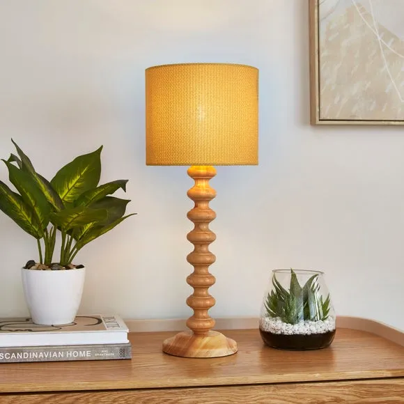Drum Lamp Shade Easy Fit - Ochre, Barkweave