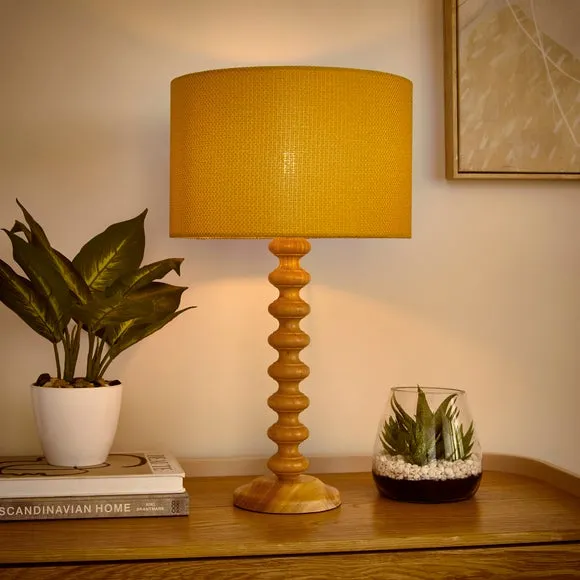 Drum Lamp Shade Easy Fit - Ochre, Barkweave