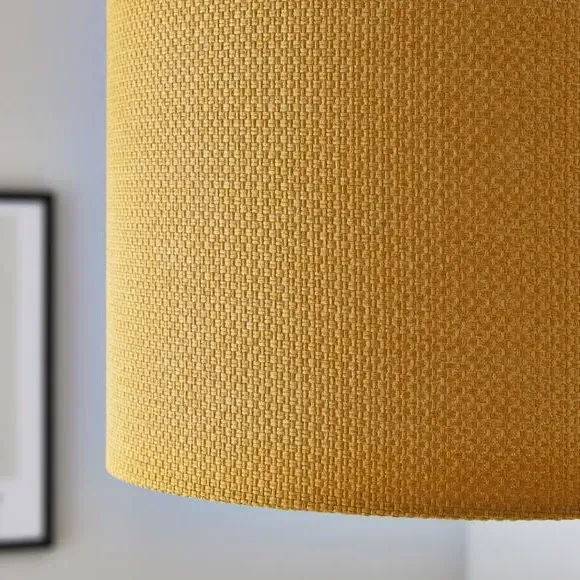 Drum Lamp Shade Easy Fit - Ochre, Barkweave