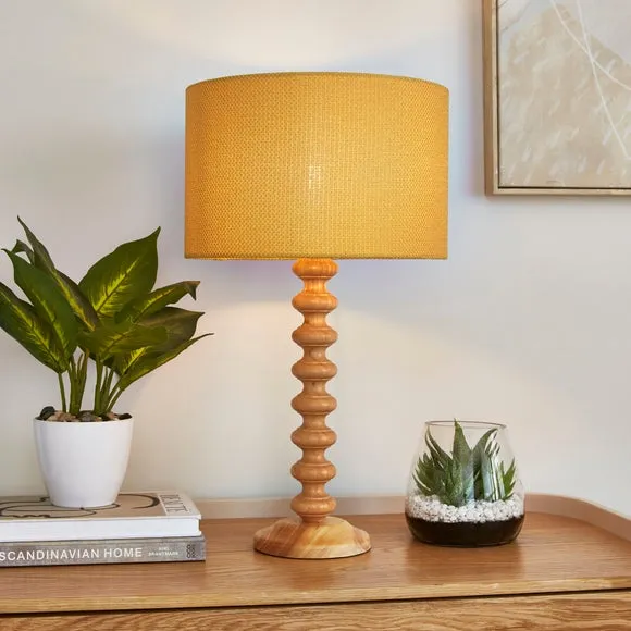 Drum Lamp Shade Easy Fit - Ochre, Barkweave