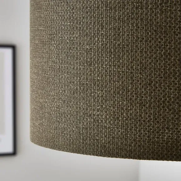 Drum Lamp Shade Easy Fit - Olive, Barkweave