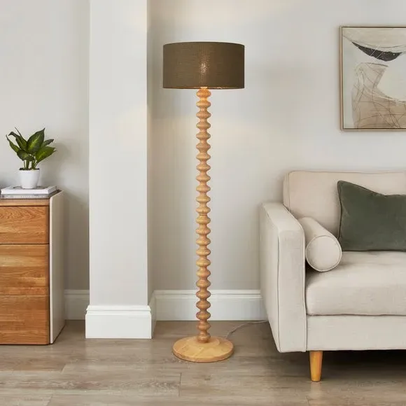 Drum Lamp Shade Easy Fit - Olive, Barkweave