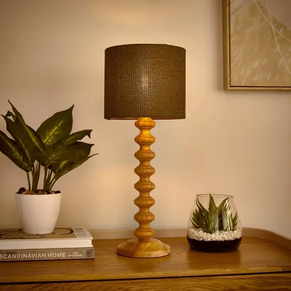 Drum Lamp Shade Easy Fit - Olive, Barkweave