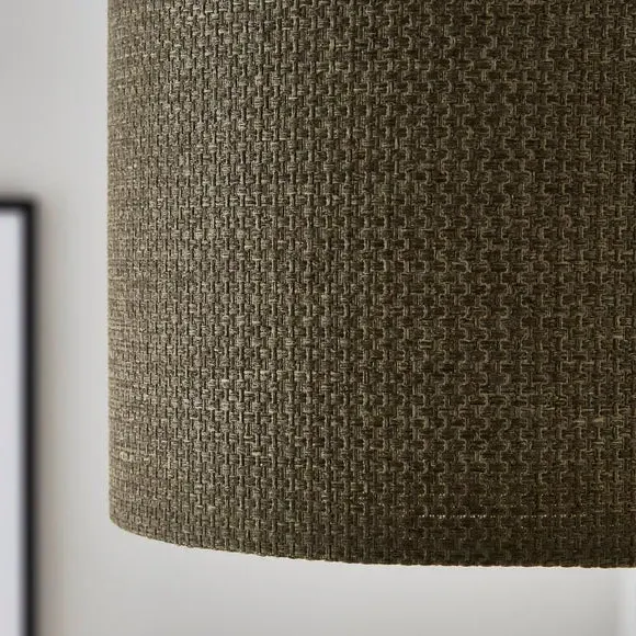 Drum Lamp Shade Easy Fit - Olive, Barkweave