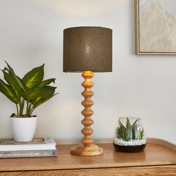 Drum Lamp Shade Easy Fit - Olive, Barkweave