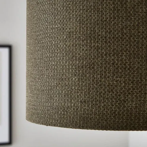 Drum Lamp Shade Easy Fit - Olive, Barkweave