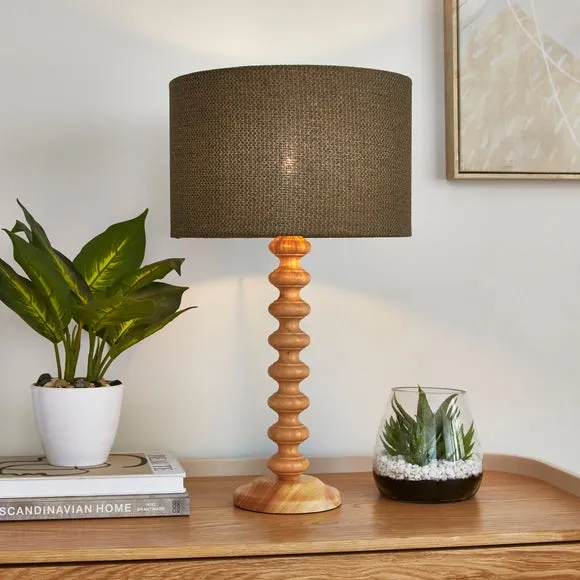 Drum Lamp Shade Easy Fit - Olive, Barkweave