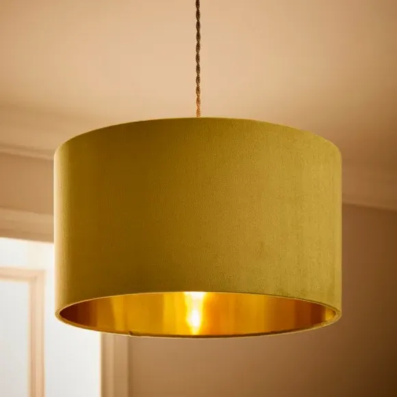 Drum Lamp Shade - Fern, Velvet