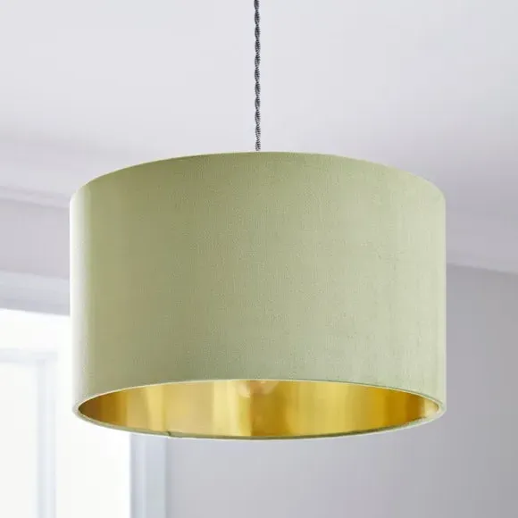 Drum Lamp Shade - Fern, Velvet