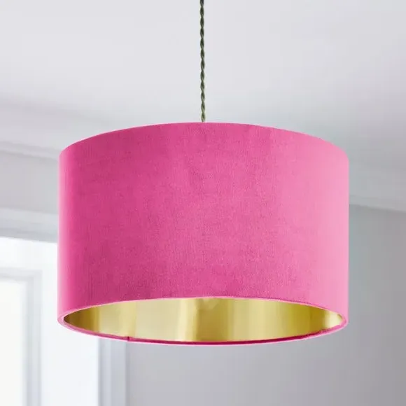 Drum Lamp Shade - Fuchsia, Velvet