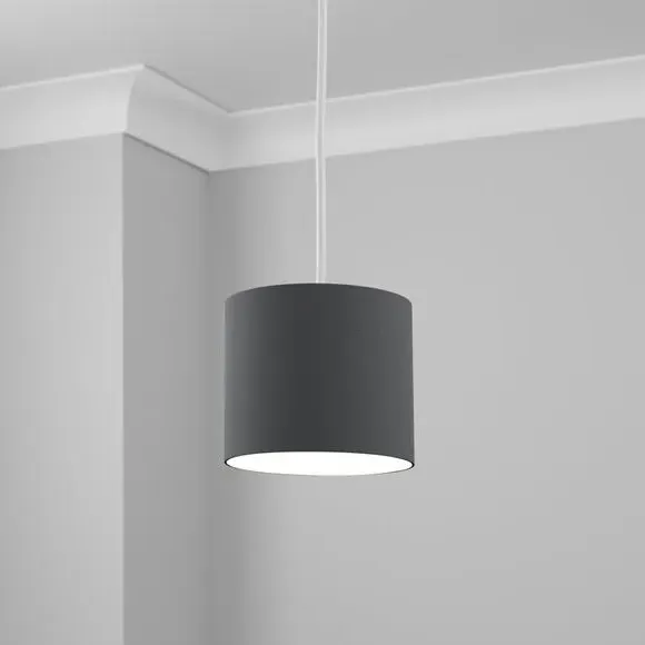Drum Lamp Shade - Graphite, Polycotton
