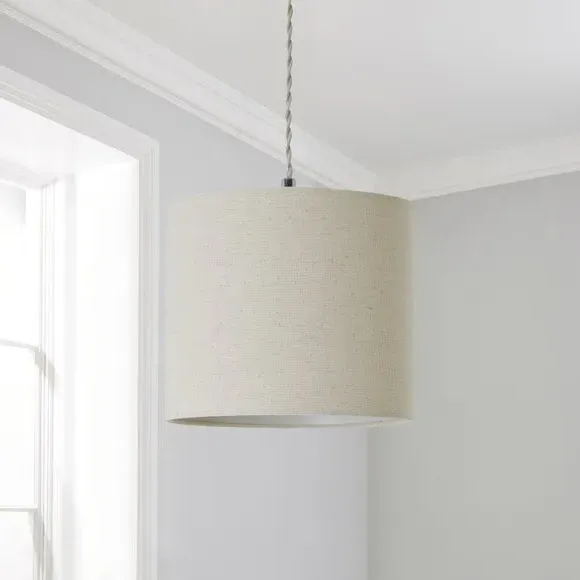 Drum Lamp Shade - Natural, Faux Linen