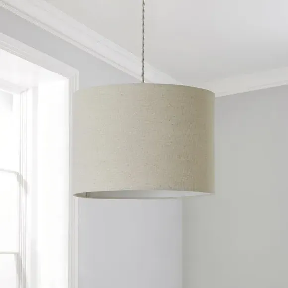 Drum Lamp Shade - Natural, Faux Linen