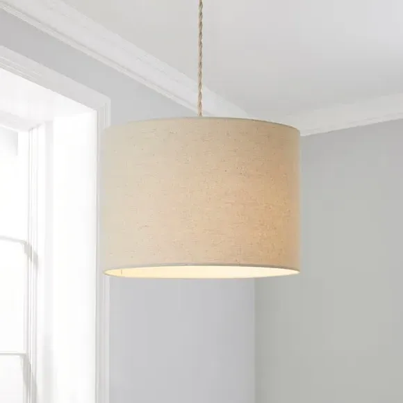 Drum Lamp Shade - Natural, Faux Linen