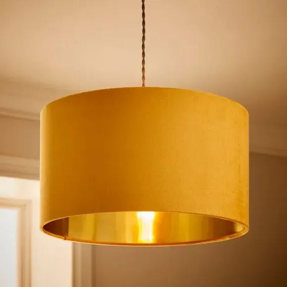 Drum Lamp Shade - Ochre, Velvet