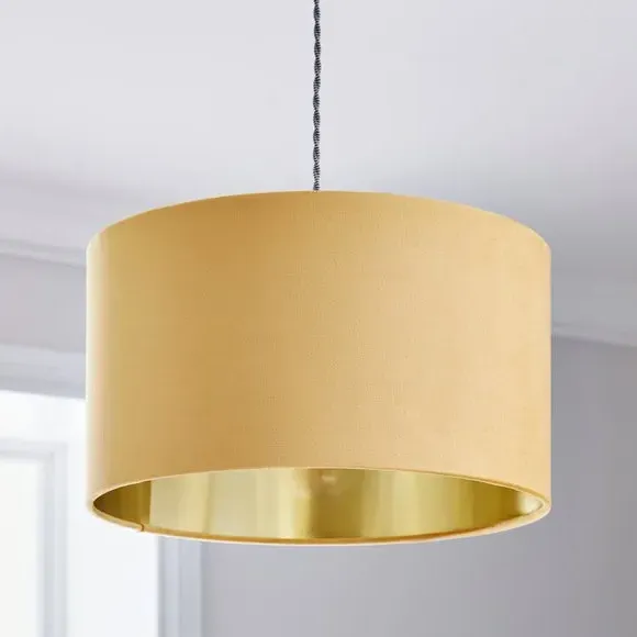 Drum Lamp Shade - Ochre, Velvet