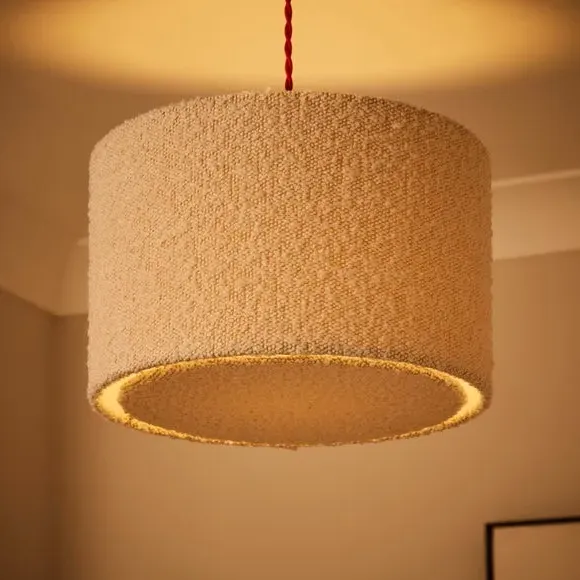 Drum Lamp Shade - Off-White, Boucle