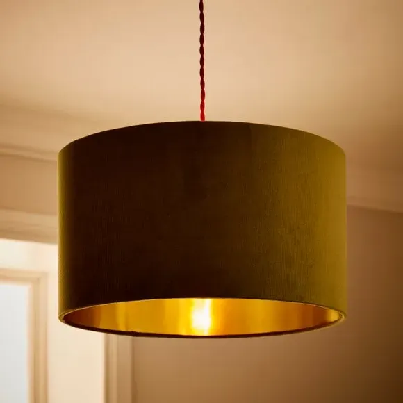 Drum Lamp Shade - Olive, Velvet