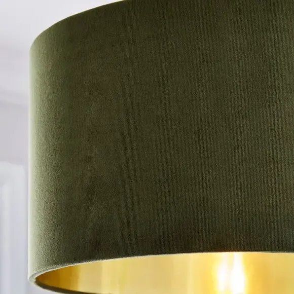 Drum Lamp Shade - Olive, Velvet