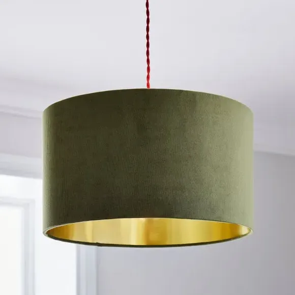 Drum Lamp Shade - Olive, Velvet