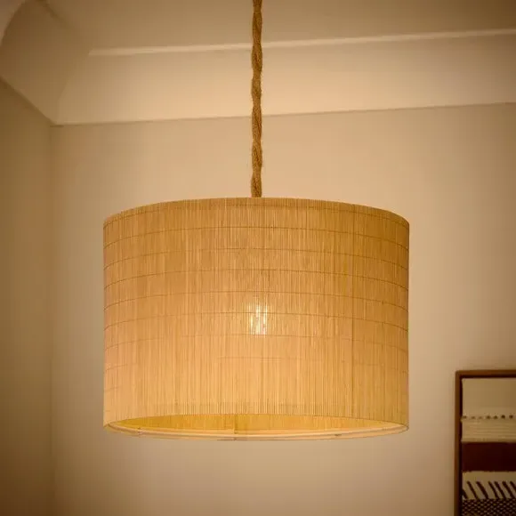 Drum Lamp Shade Ombre Design - Natural, Bamboo