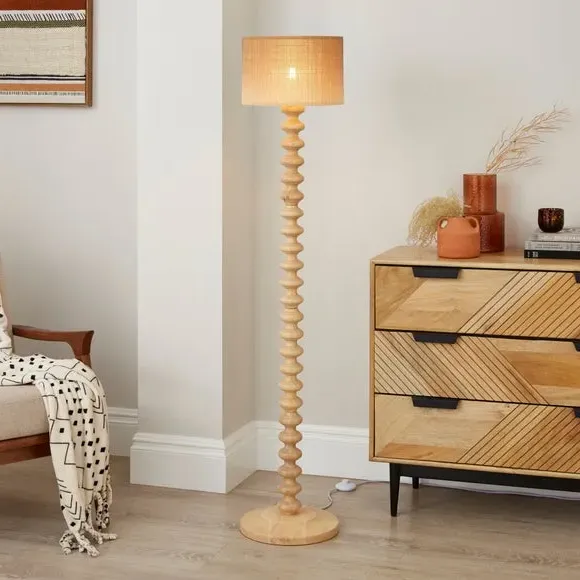 Drum Lamp Shade Ombre Design - Natural, Bamboo