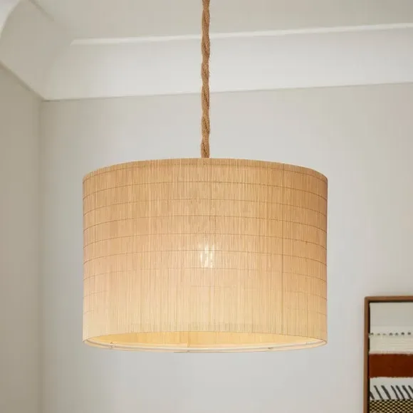 Drum Lamp Shade Ombre Design - Natural, Bamboo image