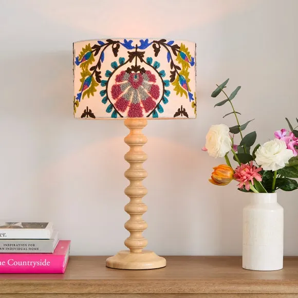Drum Lamp Shade with Embroidery - Multicolor