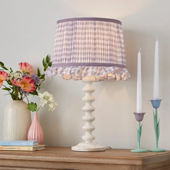 Drum Lamp Shade with Frills - Lilac, Polyester