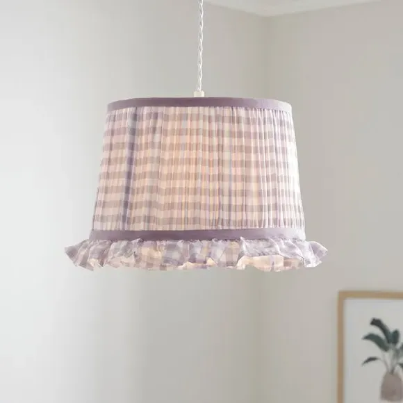 Drum Lamp Shade with Frills - Lilac, Polyester image