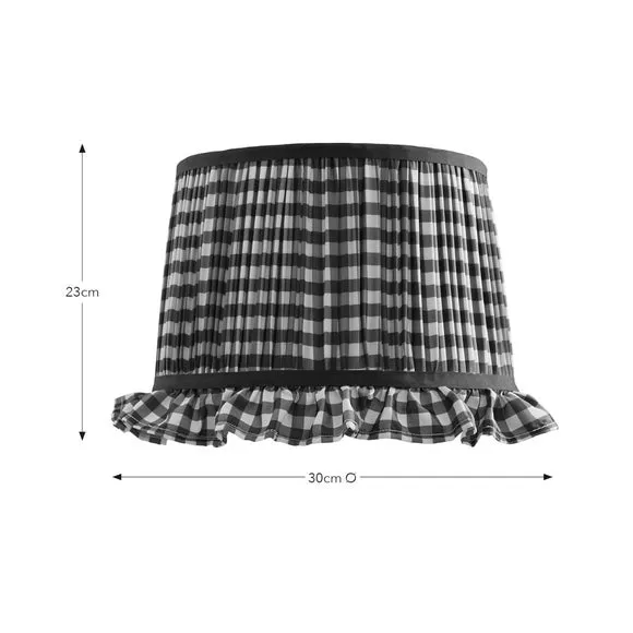 Drum Lamp Shade with Frills - Olive, Polyester