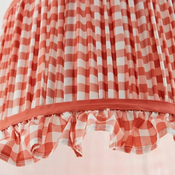 Drum Lamp Shade with Frills - Orange, Polyester
