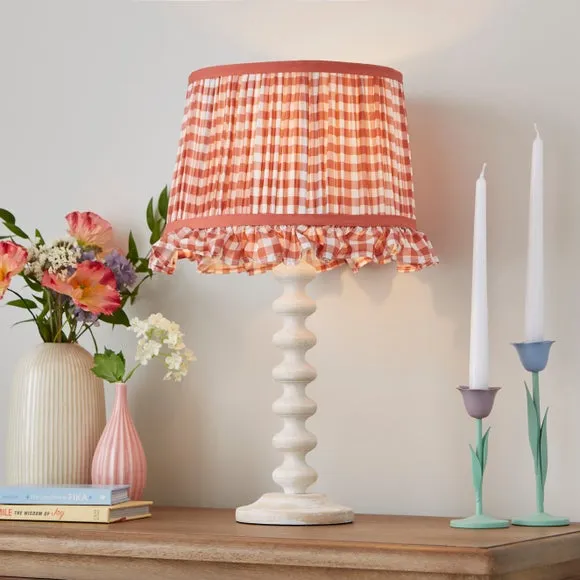 Drum Lamp Shade with Frills - Orange, Polyester